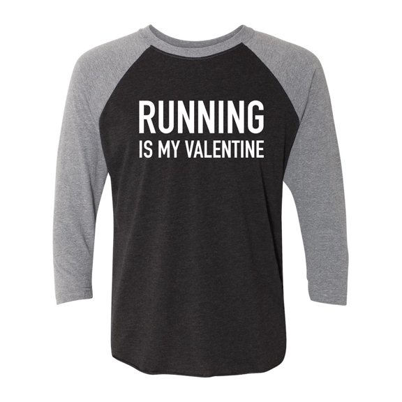 Running Is My Valentine Unisex 3/4 Sleeve Baseball Raglan Tee