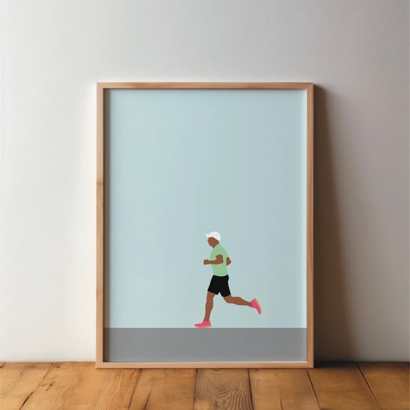 Running Jogger Sports Friends Minimal Modern Runner Hobby Wall Decor, Unframed Paper Poster 8x10in