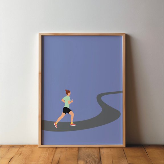 Running Jogger Sports Friends Minimal Modern Runner Wall Decor, Unframed Paper Poster 8x10in