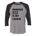 thumbnail image 1 of Running Late Is My Cardio Unisex 3/4 Sleeve Baseball Raglan Tee, 1 of 2