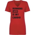 thumbnail image 1 of Running Late Is My Cardio Womens V-Neck T-Shirt, 1 of 2