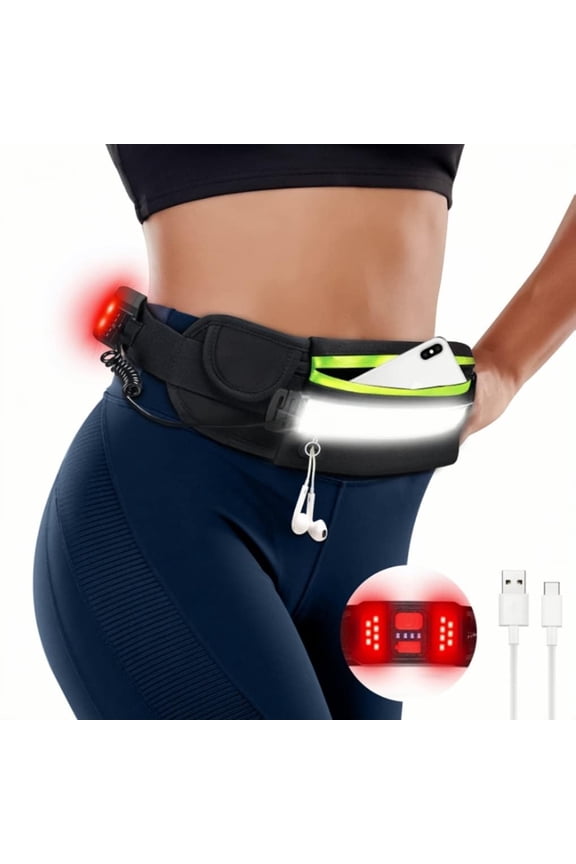 Running Light, 230Wide-Angle 1000Lumens Night Waliking Light on Waist Belt Rechargeable Runners Safety Lights with Adjable Large Pocket Fanny Packet for Jogging ()