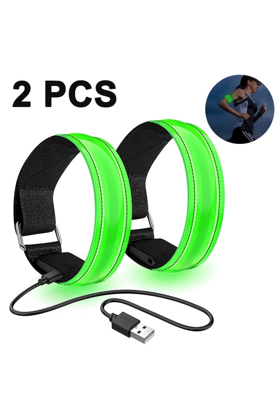 Running Light for Runners (2 Pack) Rechargeable LED Armband Reflective Running Gear, LED Light Up Band for Joggers Bikers Walkers