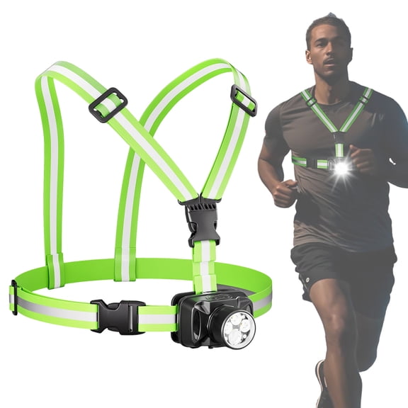 Running Lights for Runners, 500 LM Adjustable Running Chest Light 90° Adjustable Led Lamp 270° Reflective Running Vest USB-C Rechargeable for Running Hiking Cycling Walking
