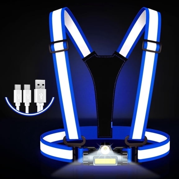 Running Lights for Runners,90?Adjustable LED Reflective Vest Running Gear,Rechargeable Chest Light Up Running Vest Night Walking Safety Gear for Night Walking/Cycling/Jogging