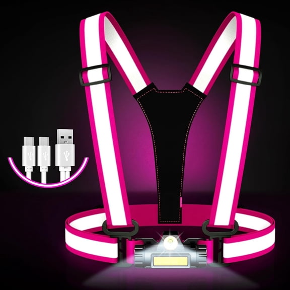 Running Lights for Runners,90?Adjustable LED Reflective Vest Running Gear,Rechargeable Chest Light Up Running Vest Night Walking Safety Gear for Night Walking/Cycling/Jogging