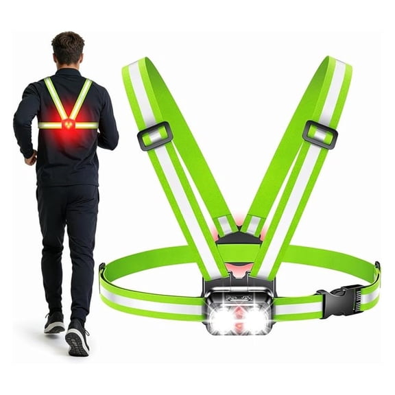 Running Lights for Runners, 800LM Vest with Rear Light - 7+2 Modes, Waterproof, 360 Reflective, Adjustable - Night Jogging Walking Cycling