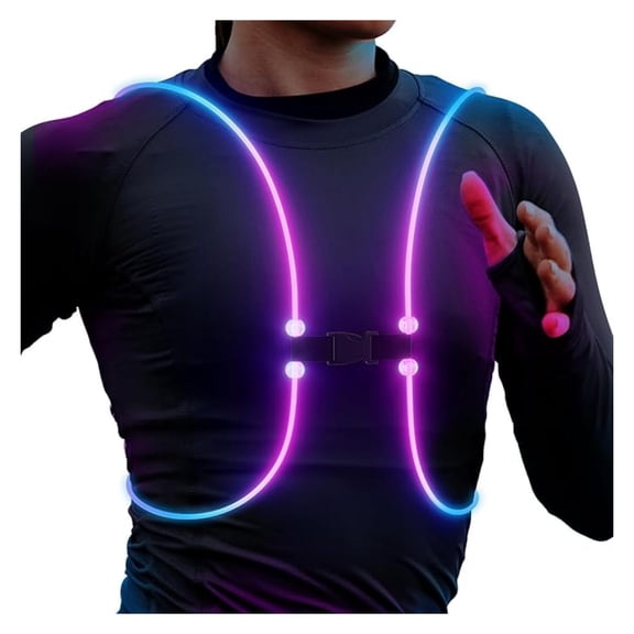 Running Lights for Runners, Reflective Vest - Night Running Gear for Women & Men, USB Rechargeable Safety Vest, Multicolor LED Running Gear