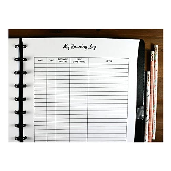 Running Log Inserts, Fittness Refills for 11 Disc Planners