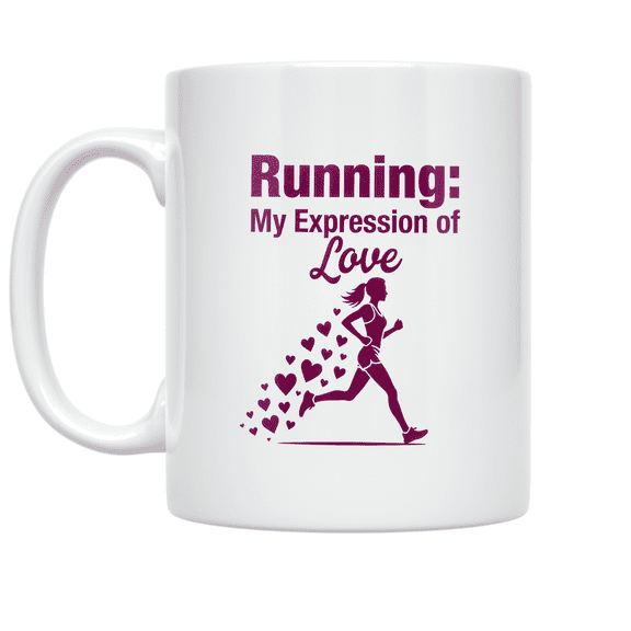 Running Love Motivation - Female Runner - 11 oz Ceramic Coffee Mug