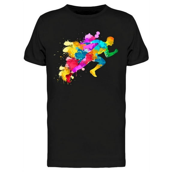 Running Man Color Splash T-Shirt Men -Image by Shutterstock, Male Large