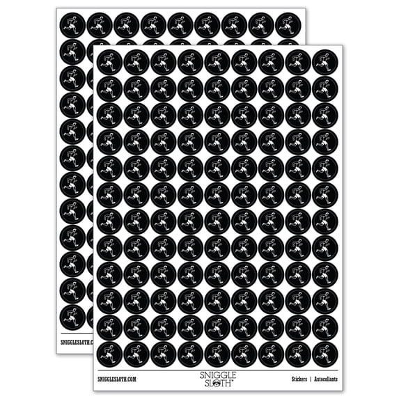 Running Man Fitness Exercise Marathon Workout Jogging Track and Field 200+ Round Stickers - Black - Matte Finish - 0.50" Size