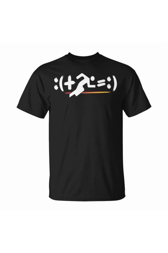Running Math Equation Graphic Cotton Tee Unisex Adult Casual Jogging Enthusiast Comfortable T-Shirt for Everyday Wear, Size S, Color Black