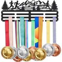 Running Medal Hanger Display Mountain Park Run Sports Medal Display Rack Iron Wall Mounted Hooks for 60 Medals Trophy Holder Awards Sports Ribbon Holder Display Wall Hanging Athlete Gift