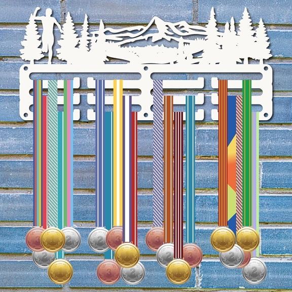 Running Medal Hanger Display Runner Medal Holder Sports Iron Rack Wall Mount Frame Decor Small Medal Hook for DIY Hanging Medals Awards Trail Run Marathon Athlete Medalist 11.4 x 5.1Inch Silver