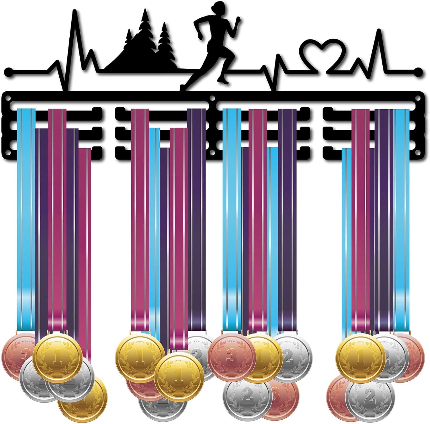 Runner Medal Rack Running Medal Hanger Display Sports Medal Holder Over 60+ Medals Award ...