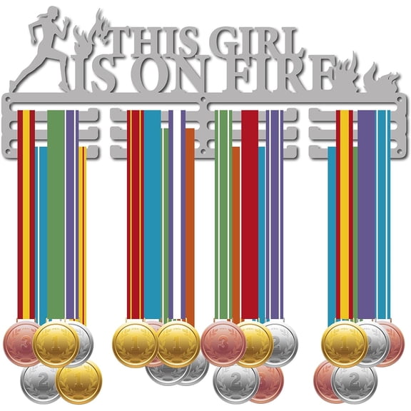 Running Medal Hanger Display Sports Medal Holder Over 60+ Medals Award Iron Rack Frame Wall Mount Hanging Decor for Women Medalist Runner Marathon Athlete Silver 15.7 x 5.9 Inch Silver