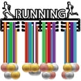 thumbnail image 1 of Running Medal Hanger Display Sports Run Medal Holder over 60+ Medals Award Iron Rack Frame Wall Mount Hanging Decor for Runner Marathon Athlete Competition Ribbon Medal Black 15.7 x 5.9Inch, 1 of 7