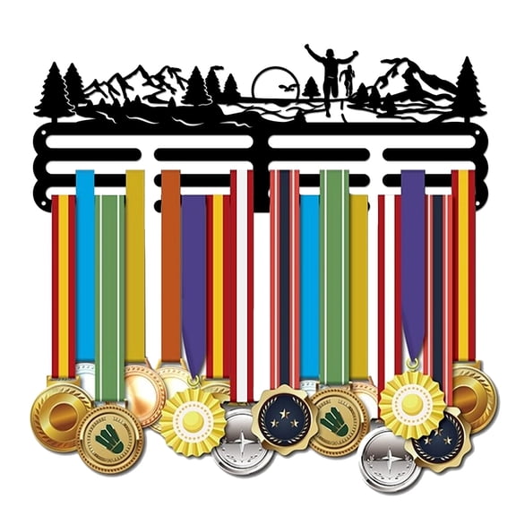 Running Medal Hanger Park Run Wall Mounted Medal Holder Mountain Trees Hanging Medal Rack Display Rack Awards Sports Ribbon Holder 15.75in 3 Hanger Bar with Screws for more than 60 Medals