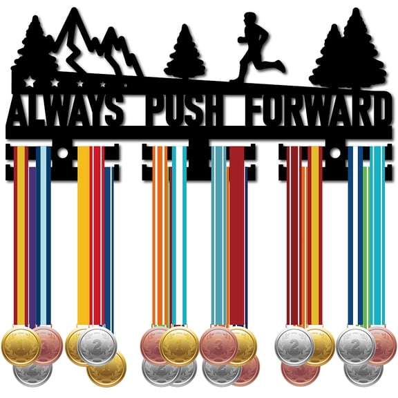 Running Medal Holder Display Medal Hanger Rack Acrylic Wall-Mounted Display Stand with 12 Separate Hooks Hang 0ver 40+ Medals