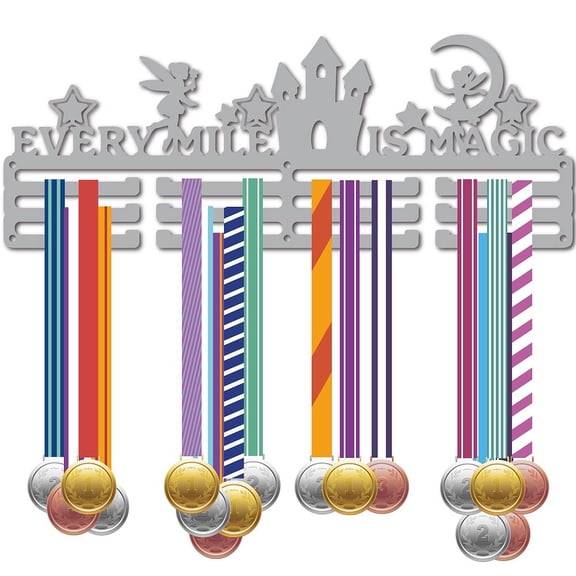 Running Medal Holder Fairy Castle Medal Hanger Display Silver Athlete Player Medals Hanging Wall Rack