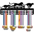 thumbnail image 1 of Running Medal Holder Hanger Leopard Medal Rack Organizer Metal Shelf Medal Holder Stand Frame Hanging Wall Mounted with 12 Hooks 3 Rows for Athletes Gold Silver Bronze Race Black 15.7x6Inch, 1 of 7