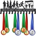 thumbnail image 1 of Running Medal Holder Medal Hanger Display Metal Hanger Rack with Hooks Office Workers Crossing The Finish Line Metal Hanging Decor Wall Mount Ribbon Display Holder Rack Colorful, 1 of 7