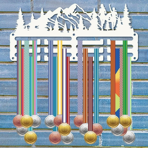 Running Medal Holder Medal Hanger Display Mountain Tree Forest Design Small Sports Marathon Lanyard Ribbons Metal Iron Hooks Wall Rack Mount Decor