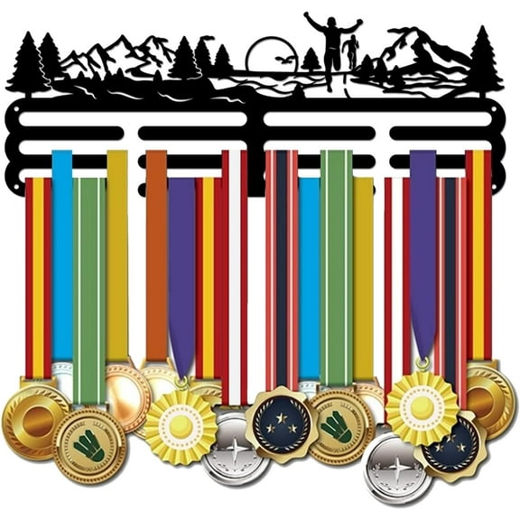 Running Medal Holder Park Run Sports Awards Medals Display Race Bib Holder Running Medals Hanger Race Metal Display Wall Hanger Marathon Medal Rack for Runners Gifts for Athletes 15.75x6in Black DIY