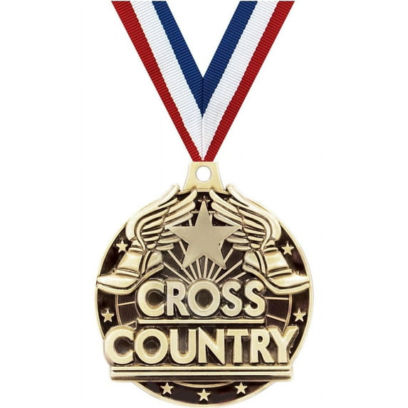 Running Medals, 2" Gold Diecast Running Medal Award 5 Pack