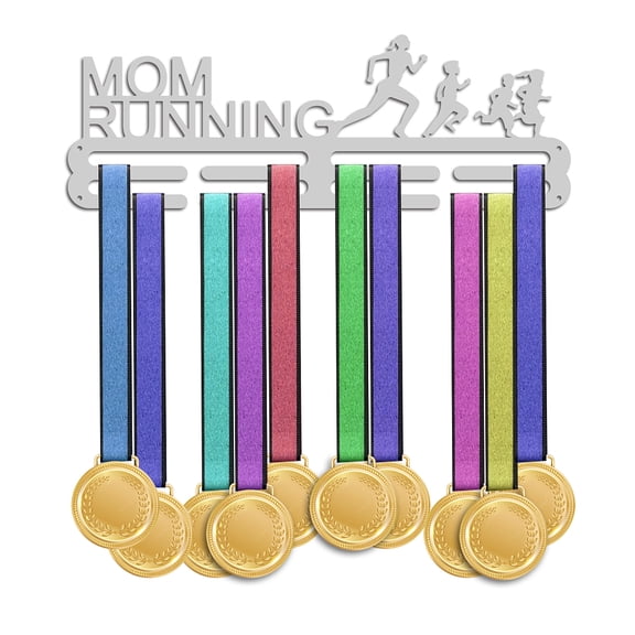 Running Medals Hanger Display Holder Rack Mom Wall Mount Hanger Decor Trophy Shelf Tiered Award Rack Award Ribbon Hanger for Over 50 Medals Mothers Day Easy to Install 15.75 Inch DIY