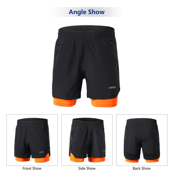 Running Men 2 In 1 Running Shorts Quick Drying Breathable Active Training Exercise Jogging Marathon Cycle Shorts