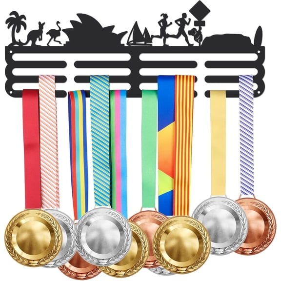 Running Metal Hook with Australian Cityscape Metal Medal Holder Race Medal Holder Wall Hanger Rack Wall Mounted Marathon Medals Hanger Holder for 60+ Medals
