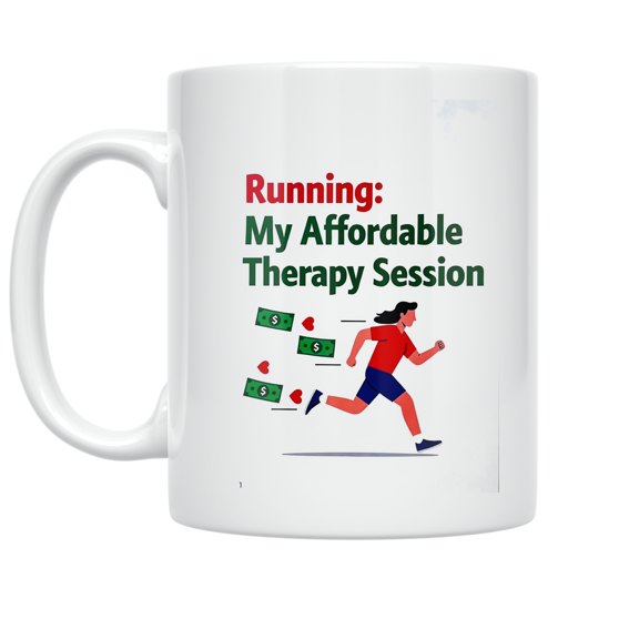 Running: My Affordable Therapy Session - Runner Enthusiast - 11 oz Ceramic Coffee Mug