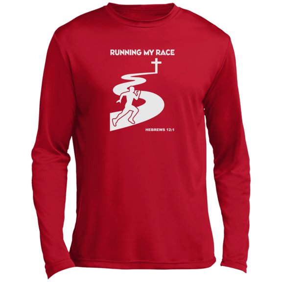 Running My Race Men’s Long Sleeve Moisture Absorbing Tee Shirt