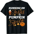 thumbnail image 1 of Running On Jesus & Pumpkin Spice Christian Fall Thanksgiving T-Shirt, 1 of 3