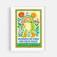 thumbnail image 1 of Running On Vibes and Dilly Dally - Digital Art Humor Whimsical Quote Pop Art Floral Illustration White Framed Wall Art Print 16 x 24 inches, 1 of 3