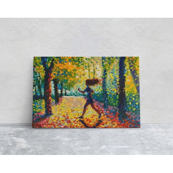 Running Painting Park Art Pointillism Womens Sports Girls Sports Track And Field Athlete Art Sports Decor Women Track Wall Art