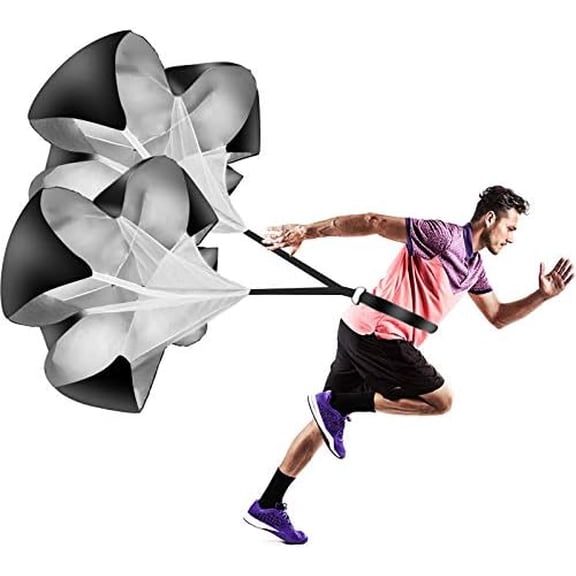 Running Parachute Pack of 2 - 56 Inch Speed Resistance Chute for Football, Basketball Training - Adults, Youth, Kids (Black)$$Sport & Recreation Other