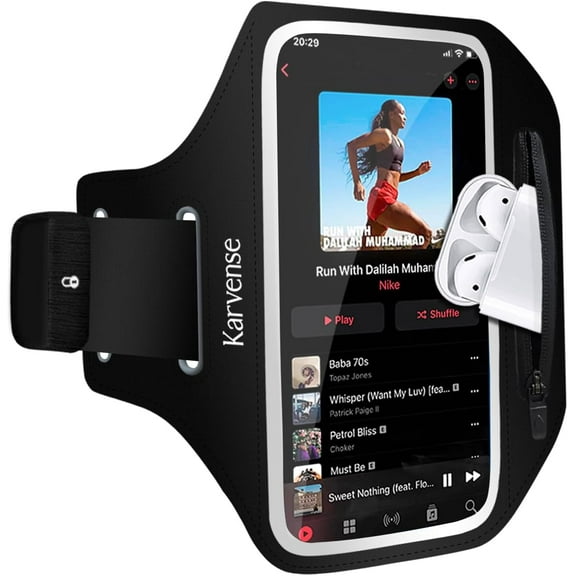 Running Phone Holder, Arm Band for iPhone & Galaxy, Cell Armband Holder Walking, Gym, Workout, Men, Women, w/Adjustable Strap Zipper Pocket (-L)