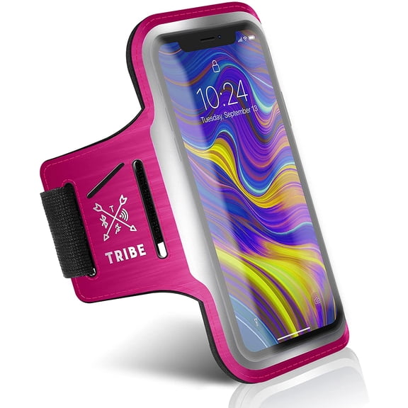 Running Phone Holder Armband. iPhone & Galaxy Cell Phone Sports Arm Bands for Women, Men, Runners, Jogging, Walking, Exercise & Gym Workout. Fits Smartphones. Adjustable Strap, CC/Key Pocket