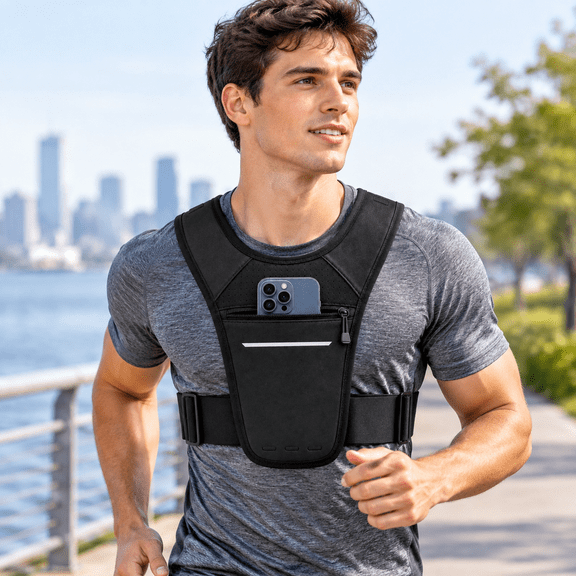 Running Phone Holder Vest, Small-Medium, Lightweight Chest Rig for Running