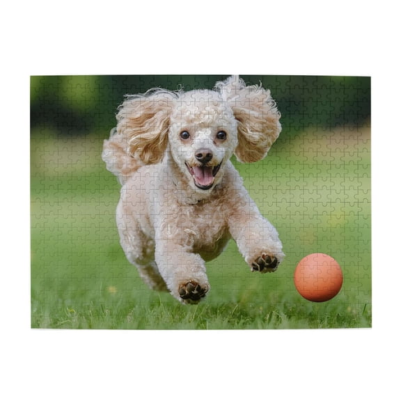 Running Poodle BallssS Game 1000-Piece Wooden Jigsaw Puzzle for Adults, Fun & Challenging Family Brain-Teaser, Perfect Home Decor & Gift