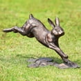 thumbnail image 1 of Running Rabbit Antique Bronze Metal Garden Sculpture, 1 of 5