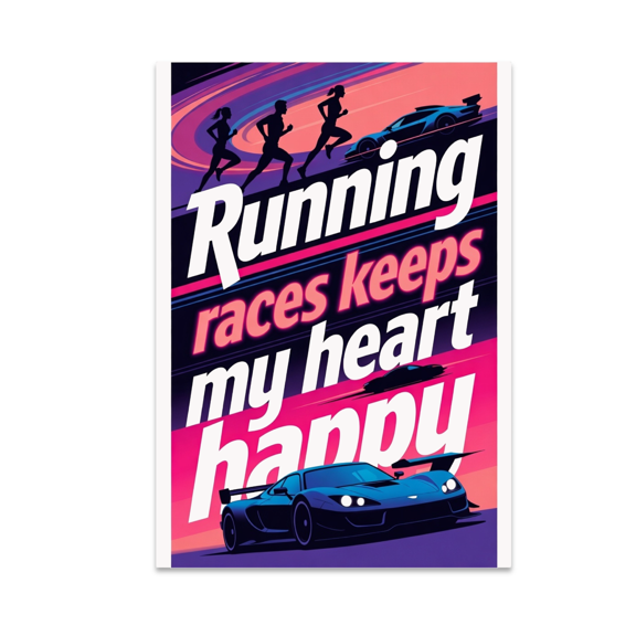 Running Races Keeps My Heart Happy - Sports Enthusiast - 13x19 Poster Print