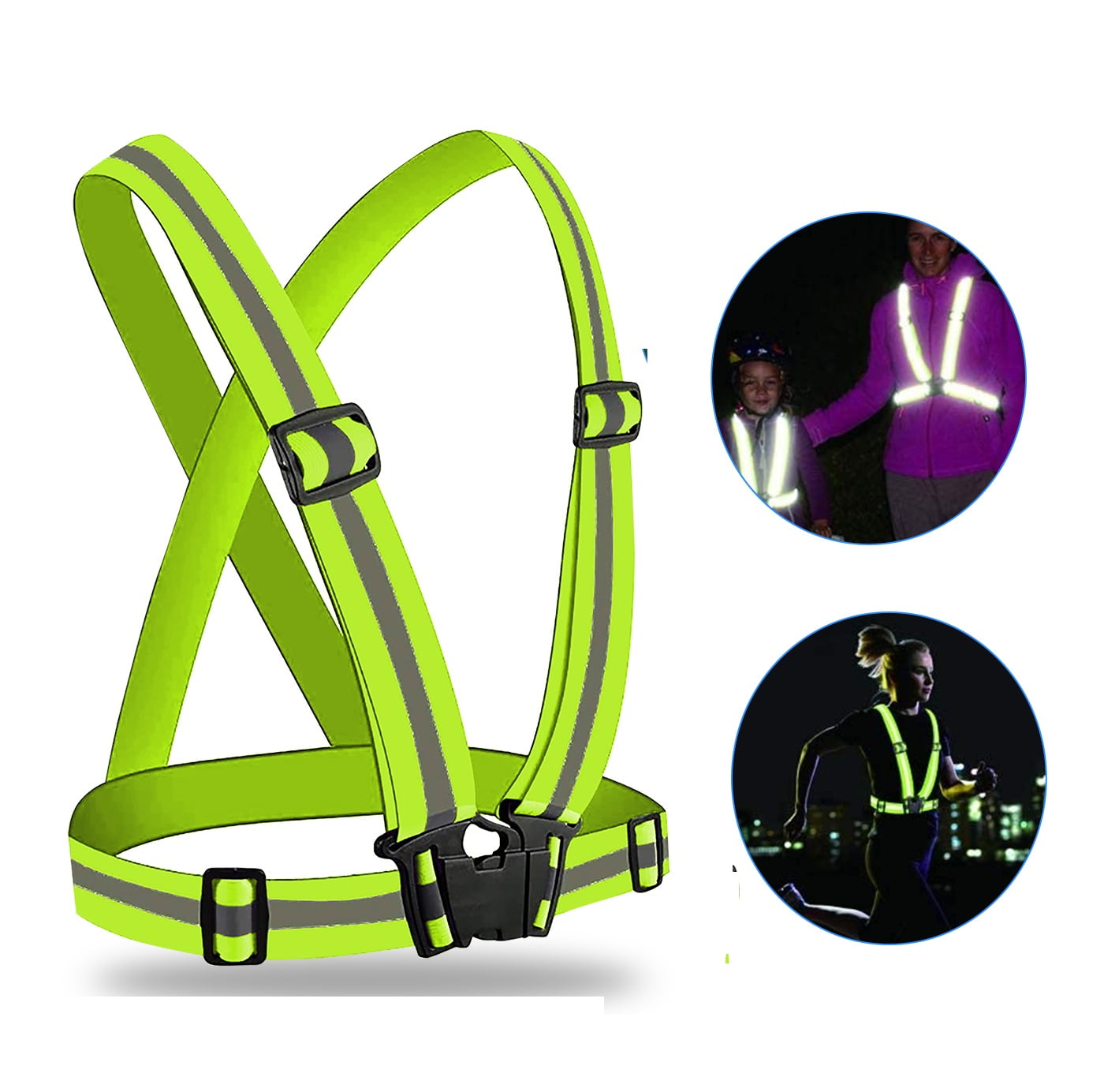 Running Reflective Vest Gear, Adjustable Safety Vests High Visible  Wristbands Straps for Night Running Outdoor Cycling Motorcycle Dog Walk  Jogging