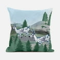 thumbnail image 1 of Amrita Sen Running Reindeer Throw Pillow in Green Blue 18x18, 1 of 5