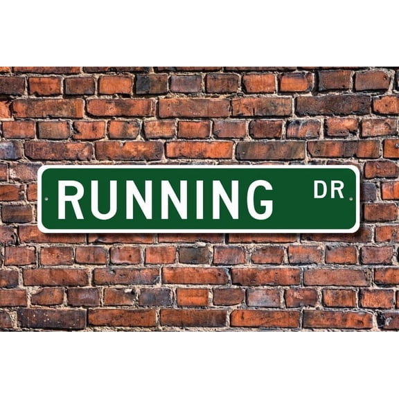 Running Running Sign Running Fan Running Participant Running Gift Marathon Runner Track Runner Metal Aluminum Sign - Size: 16 x 4 Inches