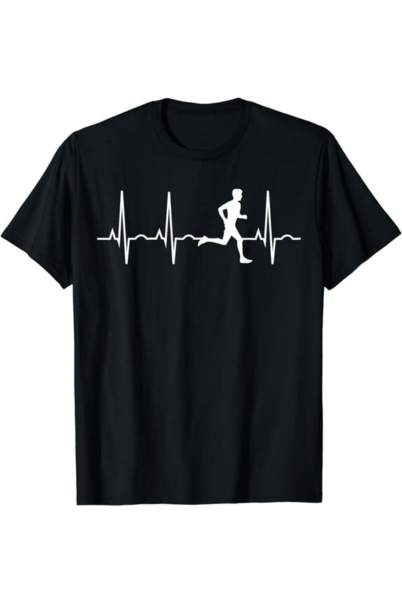 Running Shirt for Men - Runners Heartbeat Gift T-Shirt