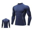 thumbnail image 1 of Running Shirts for Men Fleece Lined Long Sleeve Mock Neck Tshirts Shirt Quick-Drying Stretchy Slim Pullover Solid Thermal Warm Athletic Workout Tops, 1 of 3